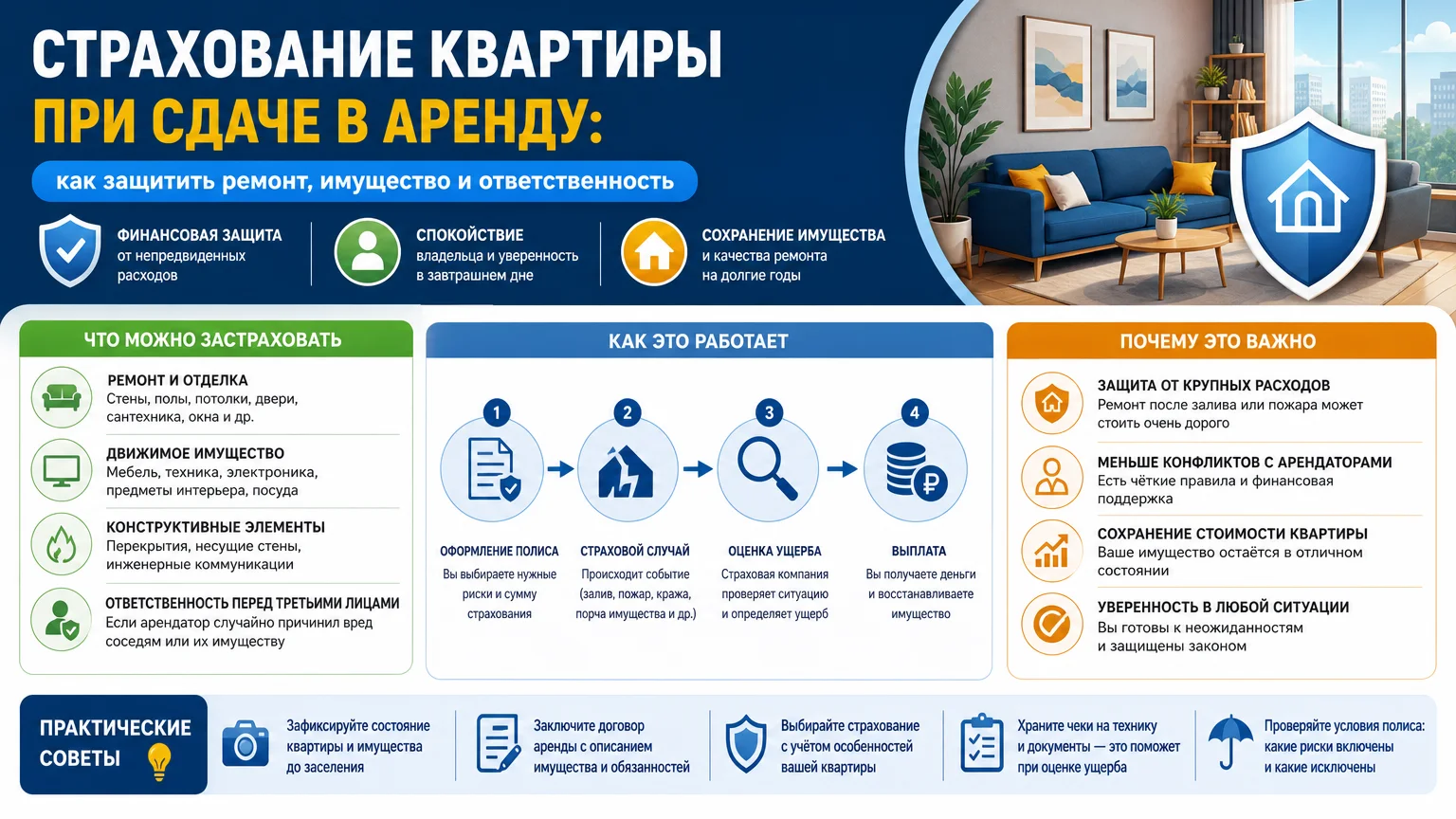 Страхование квартиры при сдаче в аренду: как защитить ремонт, имущество и ответственность