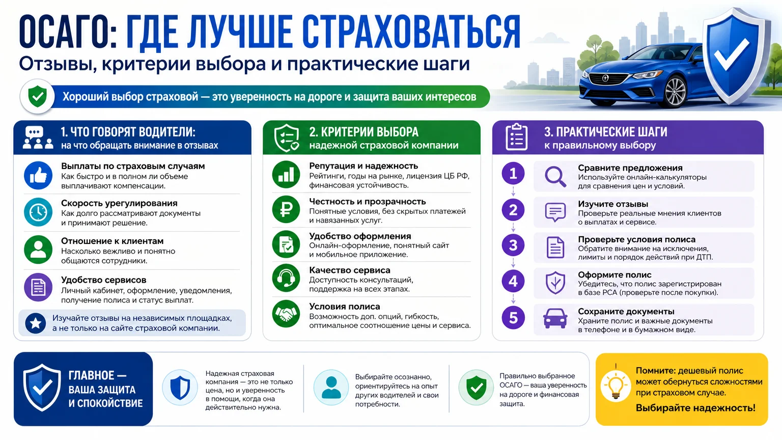 ОСАГО: где лучше страховаться — отзывы, критерии выбора и практические шаги