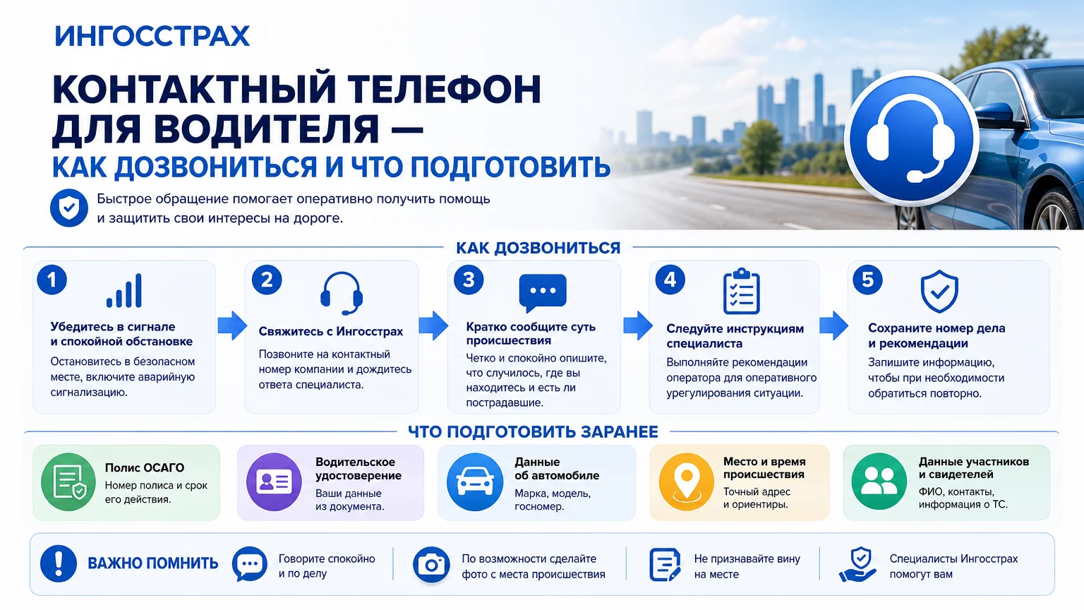 Ингосстрах: контактный телефон для водителя — как дозвониться и что подготовить