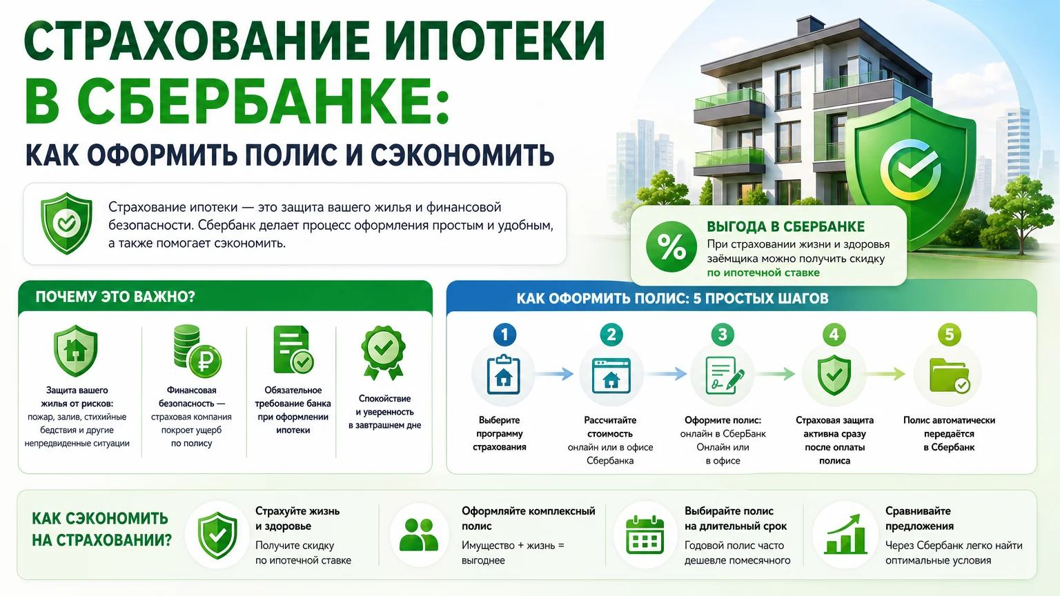 Страхование ипотеки в Сбербанке: как оформить полис и сэкономить