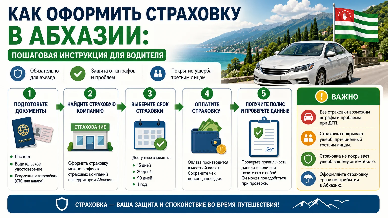 Как оформить страховку в Абхазии: пошаговая инструкция для водителя