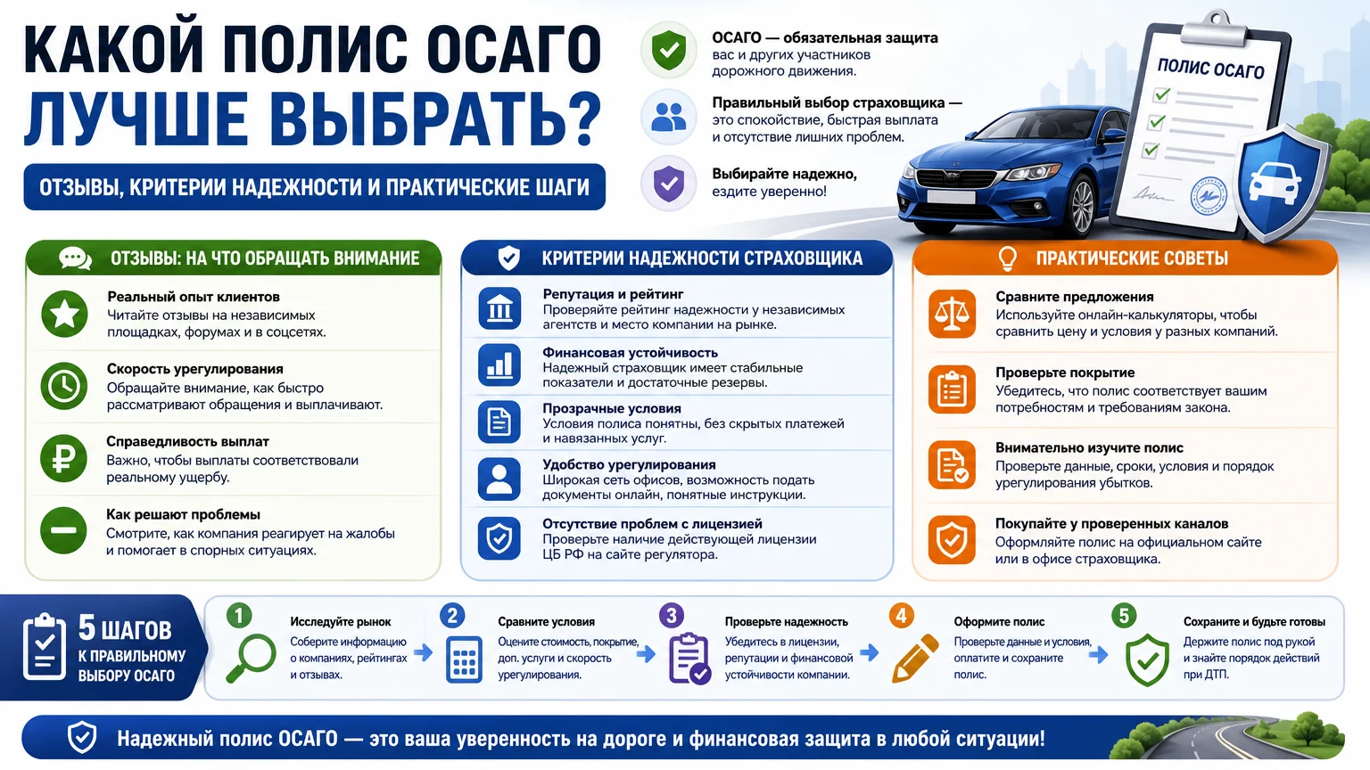 Какой полис ОСАГО лучше выбрать: отзывы, критерии надежности и практические шаги
