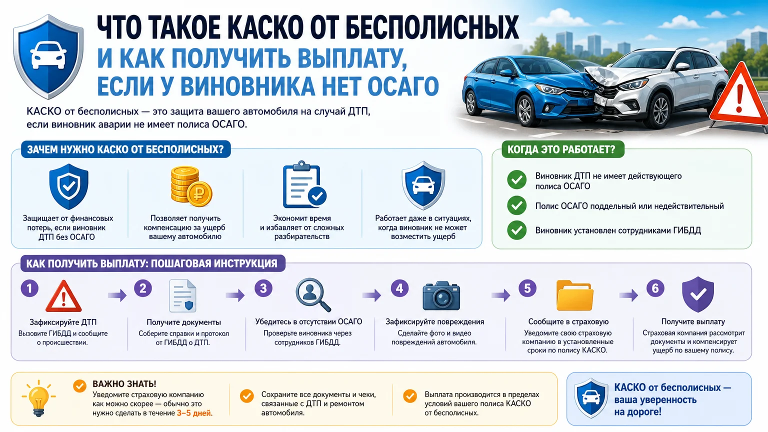 Что такое каско от бесполисных и как получить выплату, если у виновника нет ОСАГО