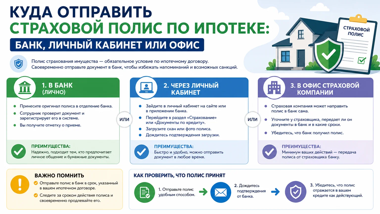 Куда отправить страховой полис по ипотеке: банк, личный кабинет или офис