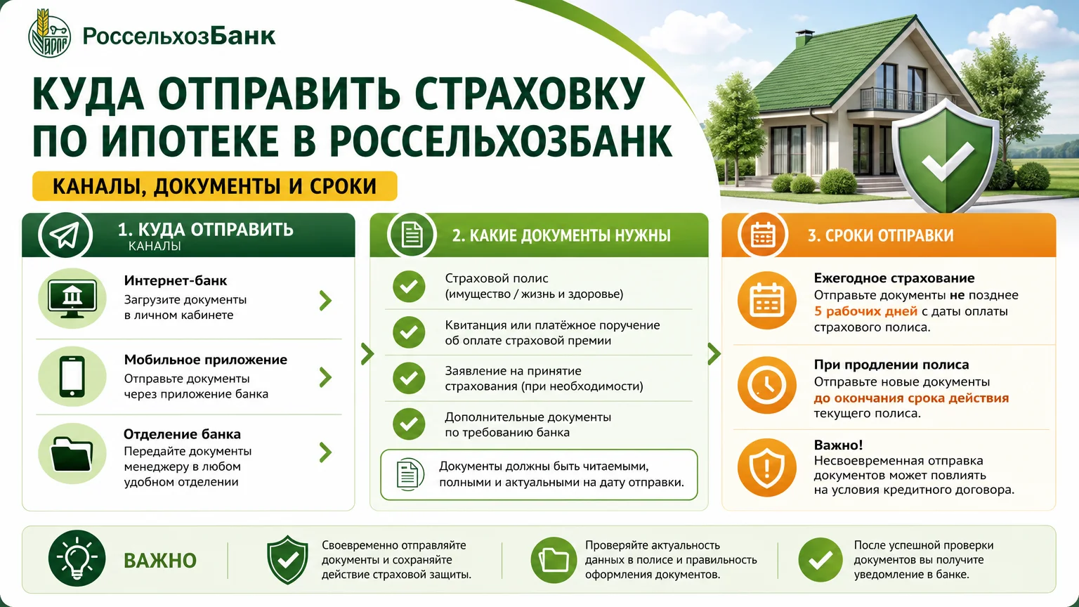 Куда отправить страховку по ипотеке в Россельхозбанк: каналы, документы и сроки
