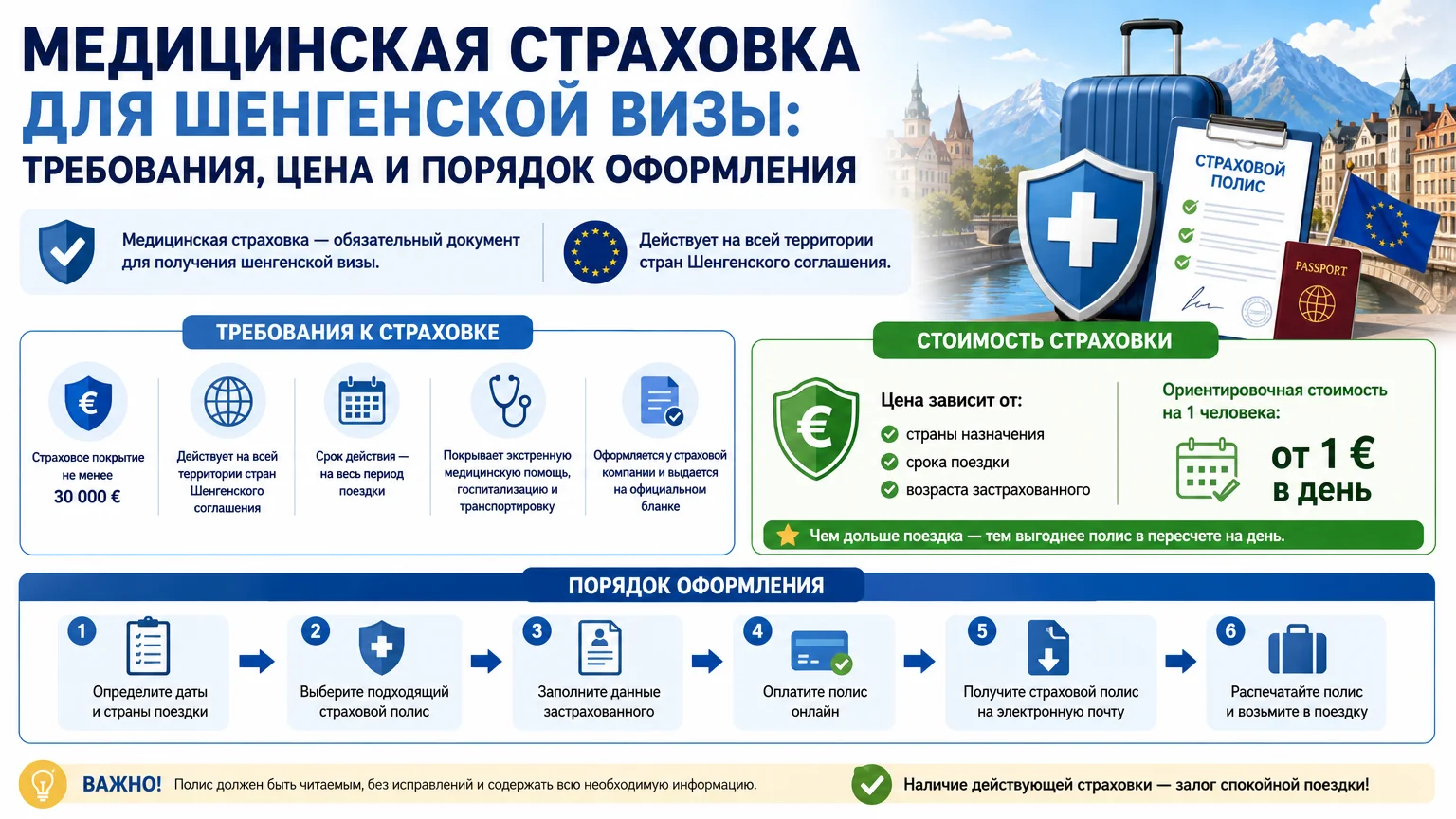 Медицинская страховка для шенгенской визы: требования, цена и порядок оформления