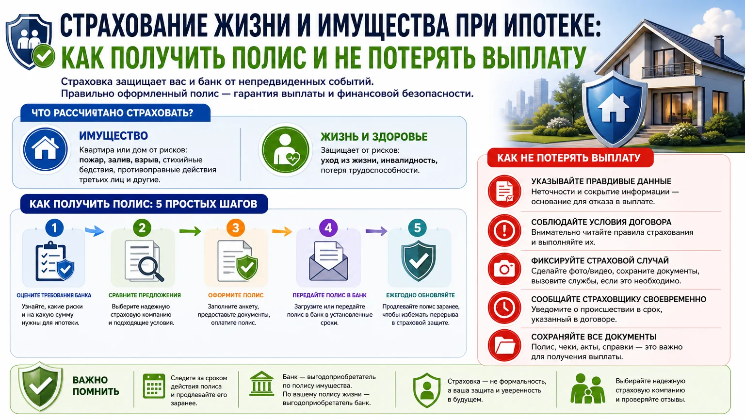 Страхование жизни и имущества при ипотеке: как получить полис и не потерять выплату