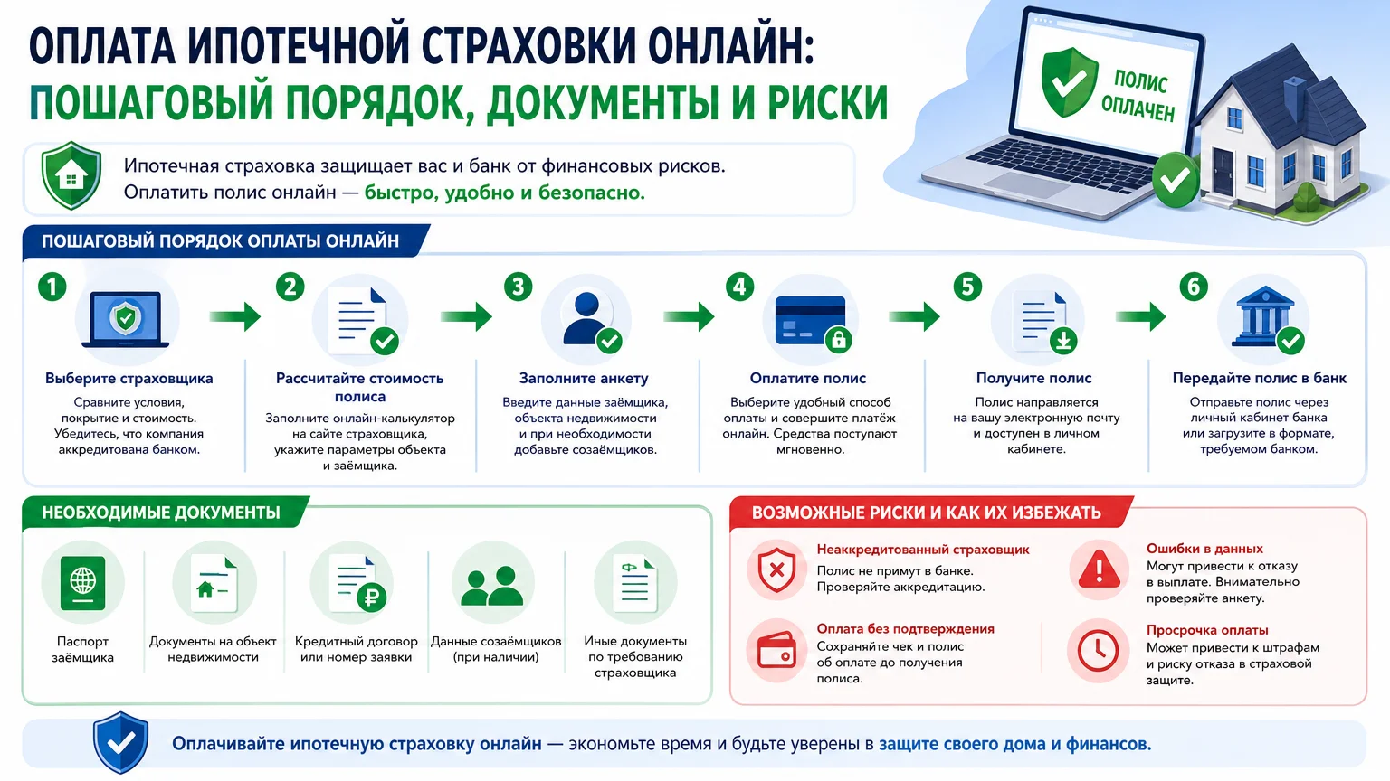 Оплата ипотечной страховки онлайн: пошаговый порядок, документы и риски