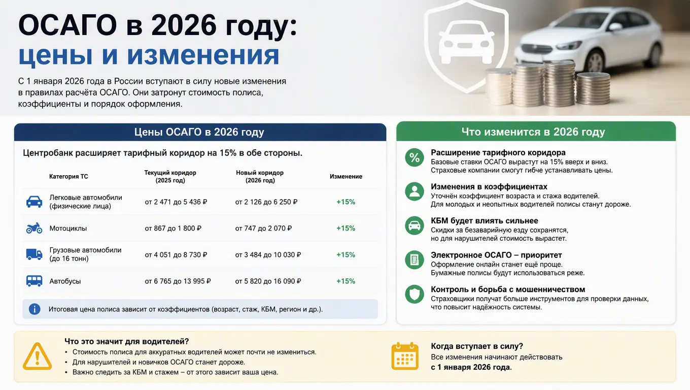 Цены и изменения ОСАГО в 2026 году