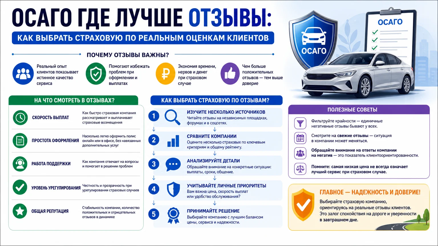 ОСАГО где лучше отзывы: как выбрать страховую по реальным оценкам клиентов