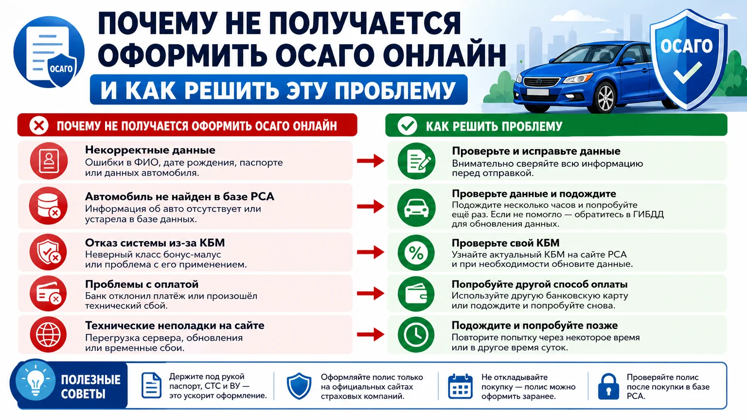 Почему не получается оформить ОСАГО онлайн и как решить эту проблему