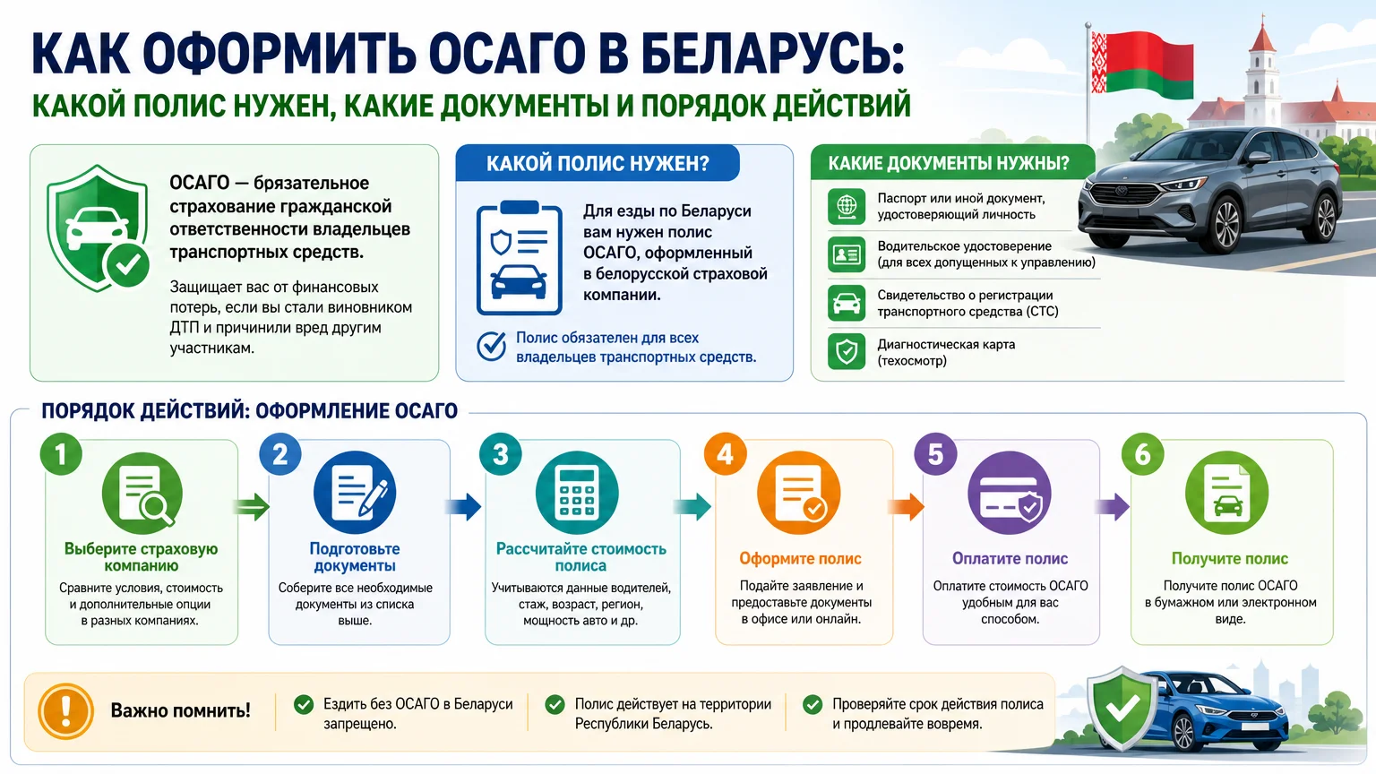 Как оформить ОСАГО в Беларусь: какой полис нужен, какие документы и порядок действий