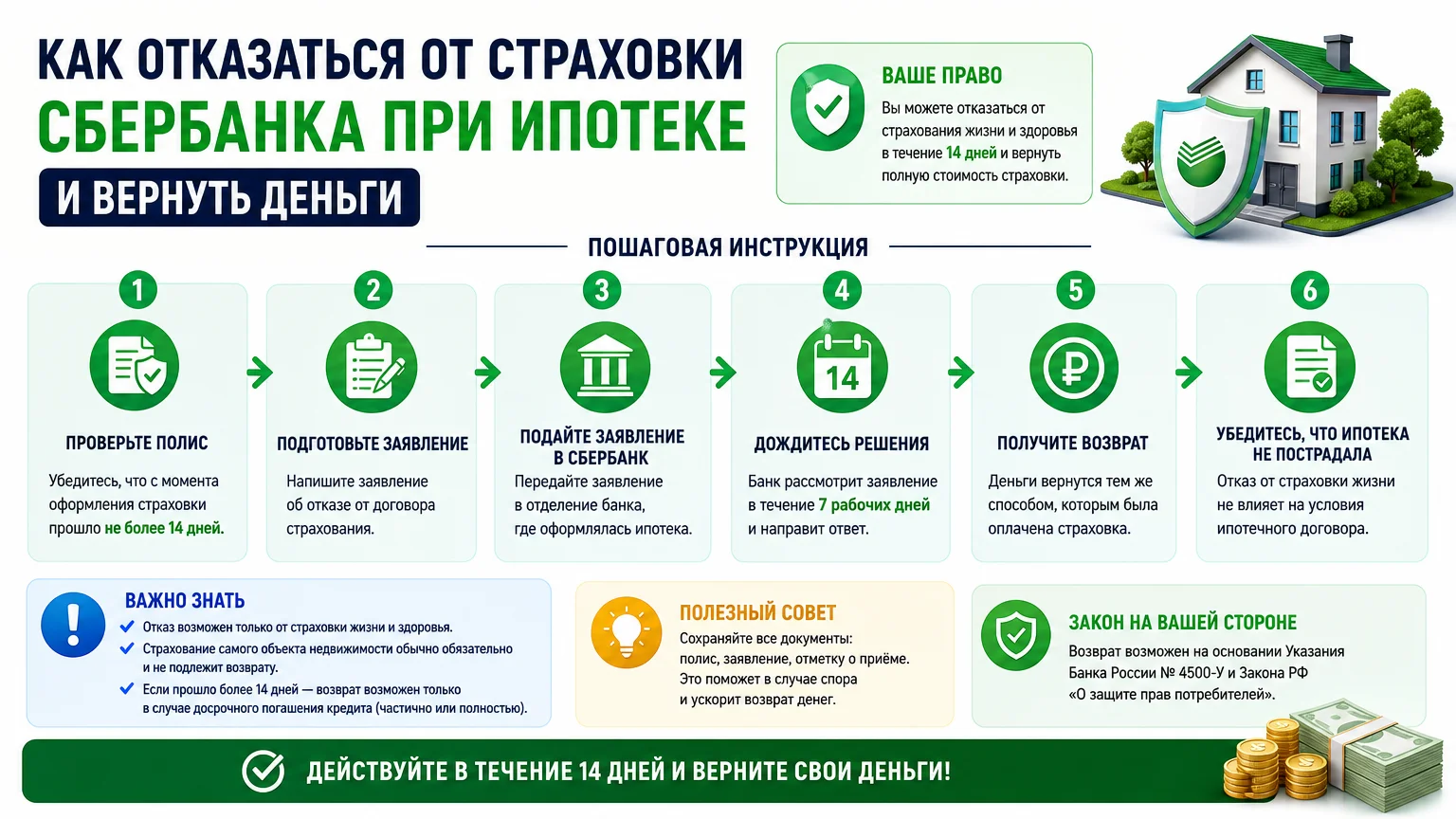 Как отказаться от страховки Сбербанка при ипотеке и вернуть деньги