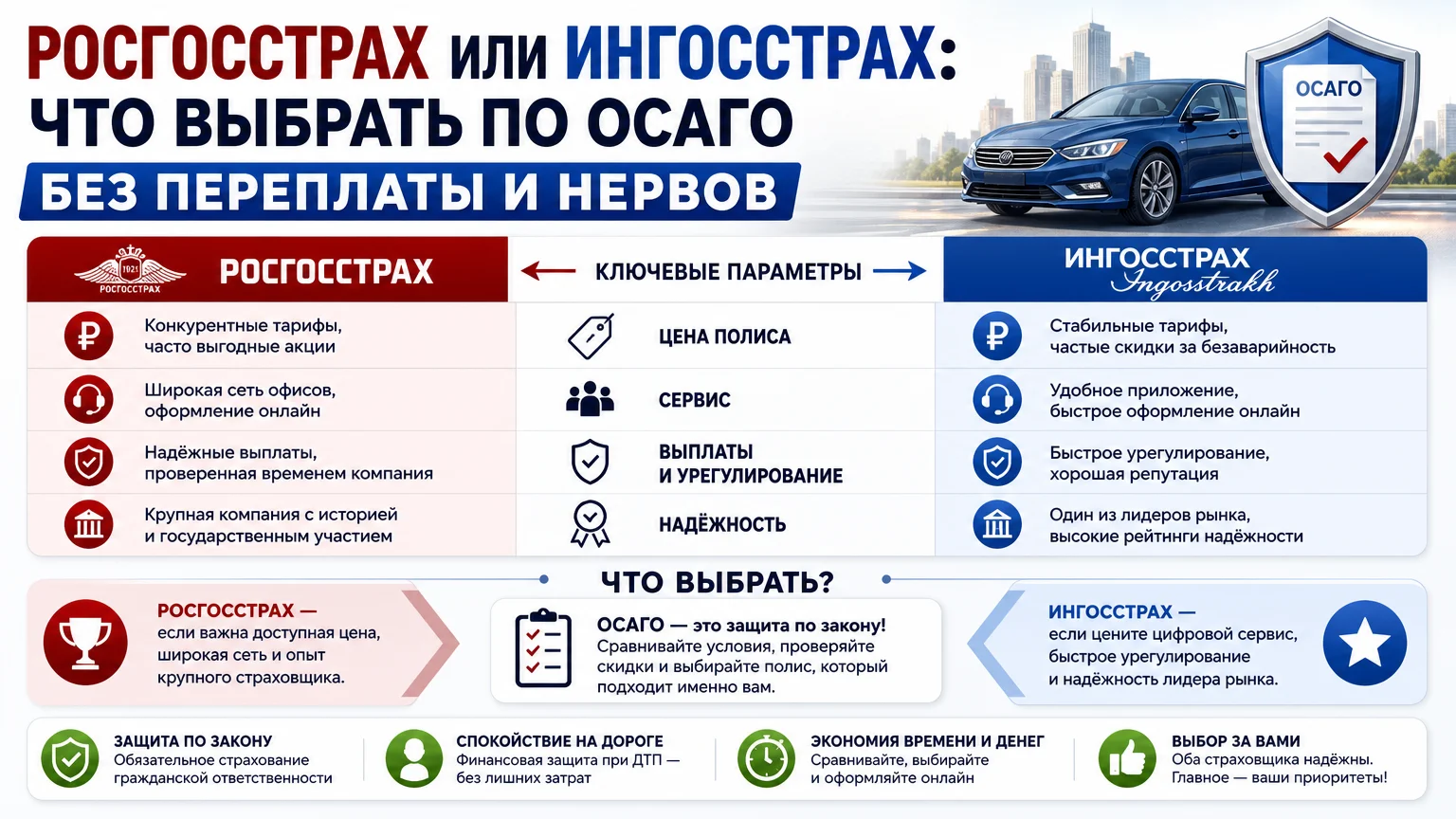 Росгосстрах или Ингосстрах: что выбрать по ОСАГО без переплаты и нервов