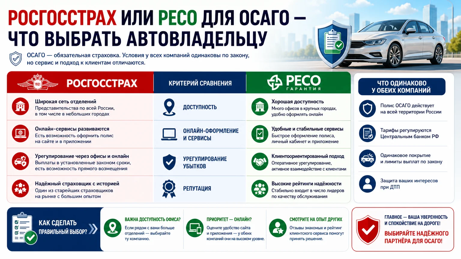 Росгосстрах или РЕСО для ОСАГО — что выбрать автовладельцу