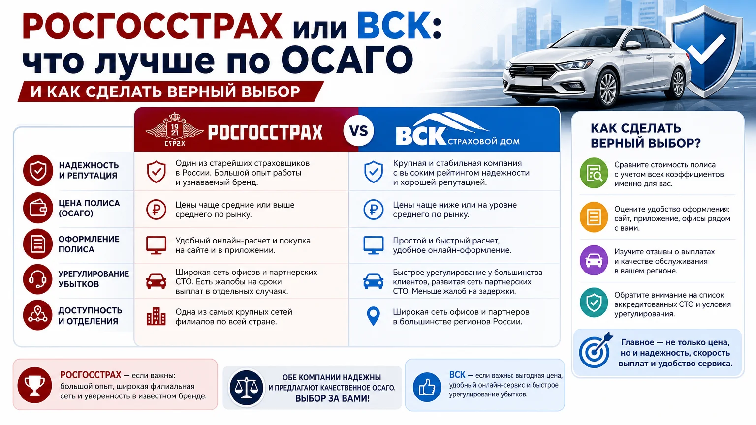 Росгосстрах или ВСК: что лучше по ОСАГО и как сделать верный выбор