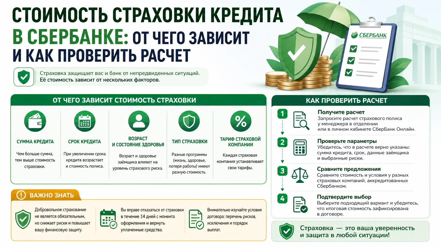 Стоимость страховки кредита в Сбербанке: от чего зависит и как проверить расчет