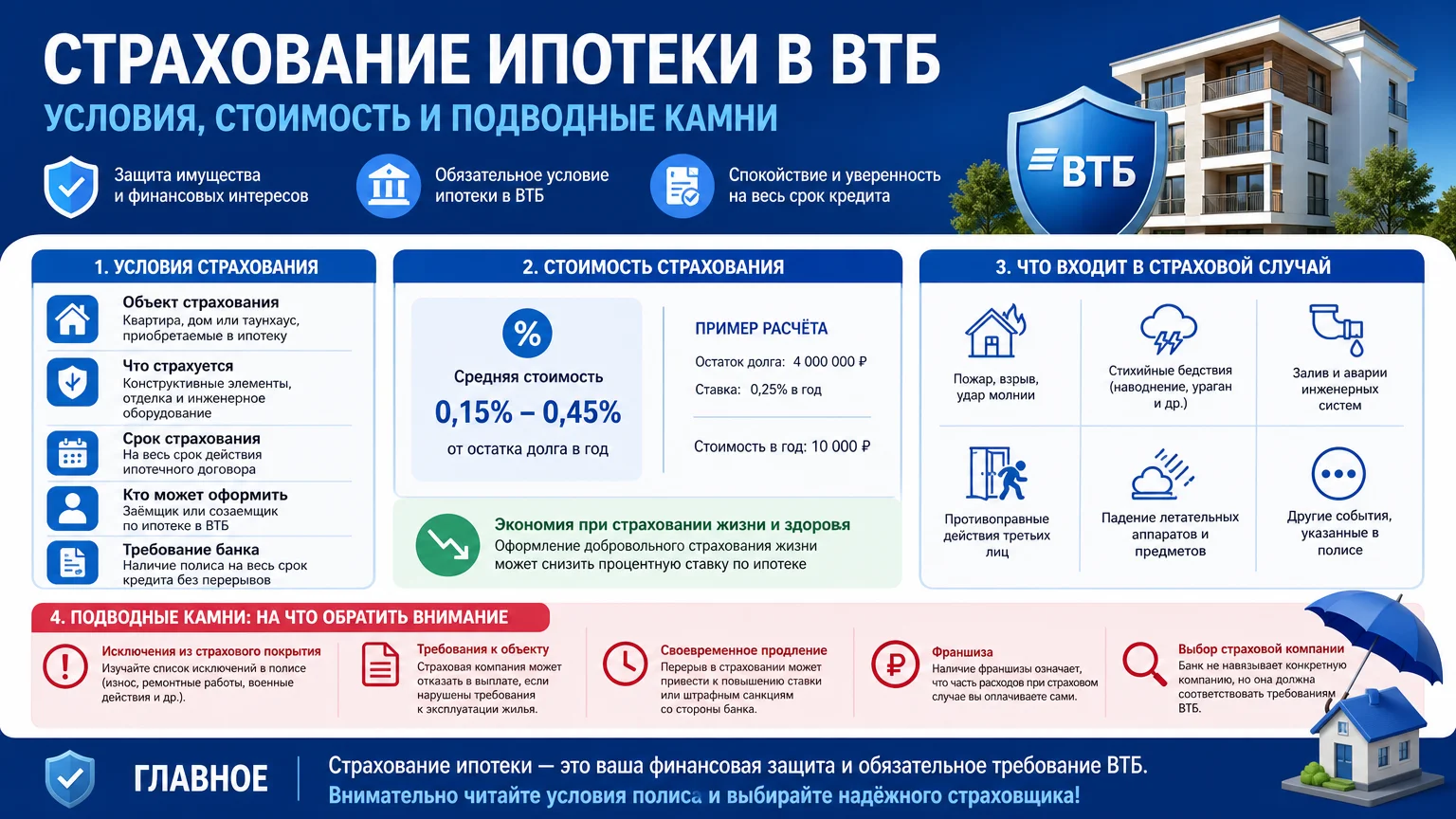 Страхование ипотеки в ВТБ: условия, стоимость и подводные камни