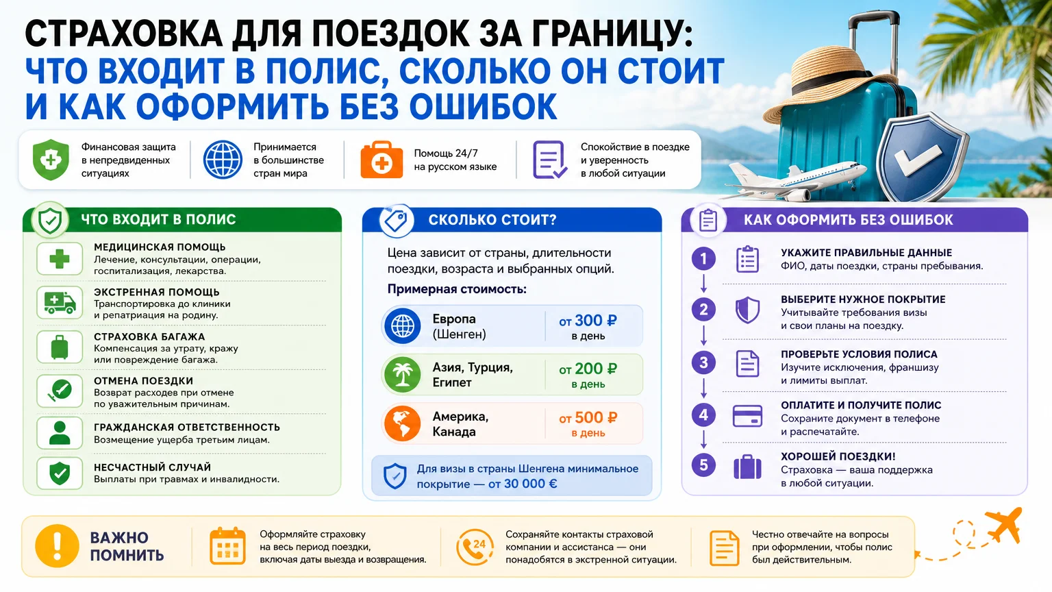Страховка для поездок за границу: что входит в полис, сколько он стоит и как оформить без ошибок