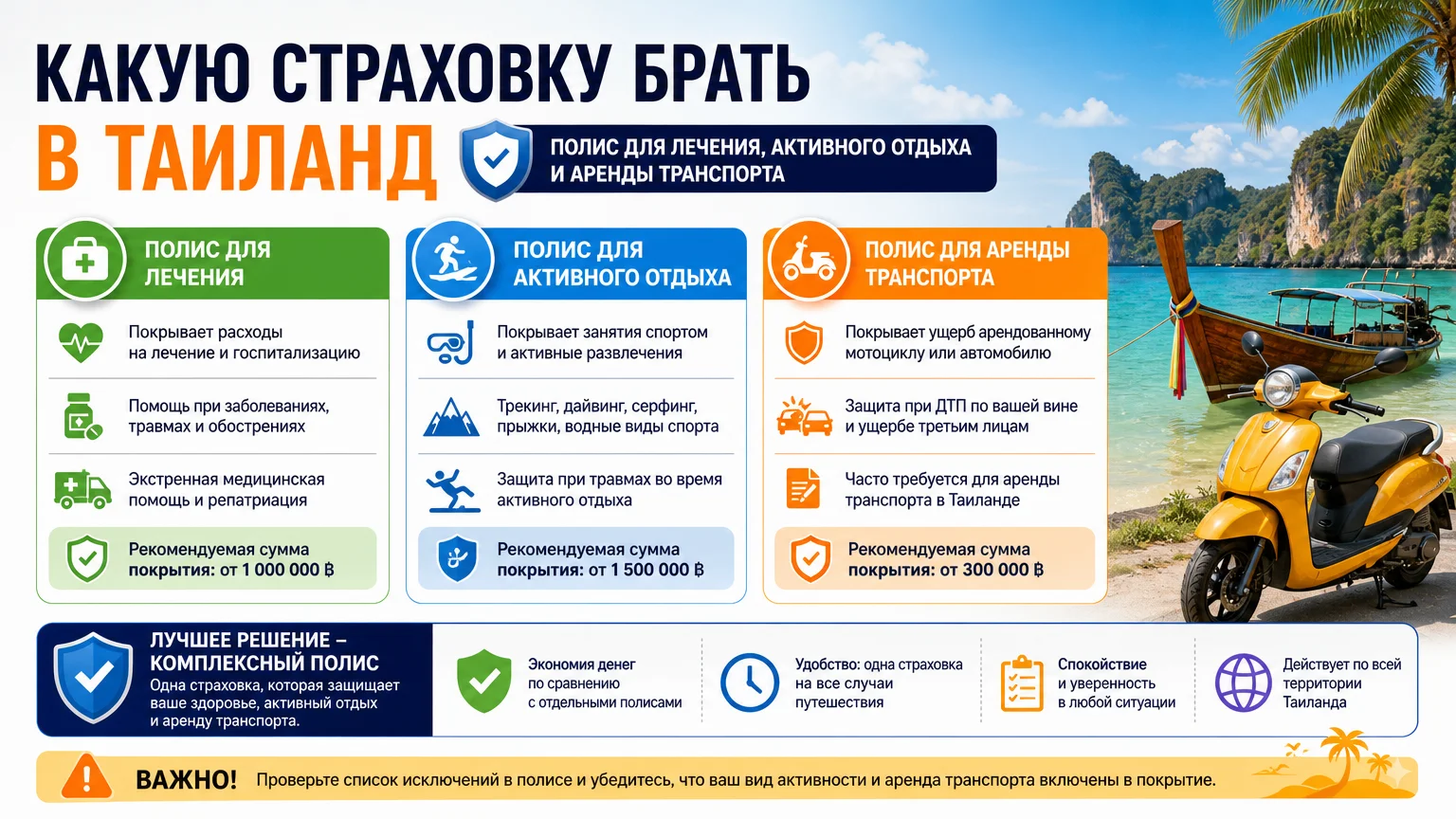 Какую страховку брать в Таиланд: полис для лечения, активного отдыха и аренды транспорта