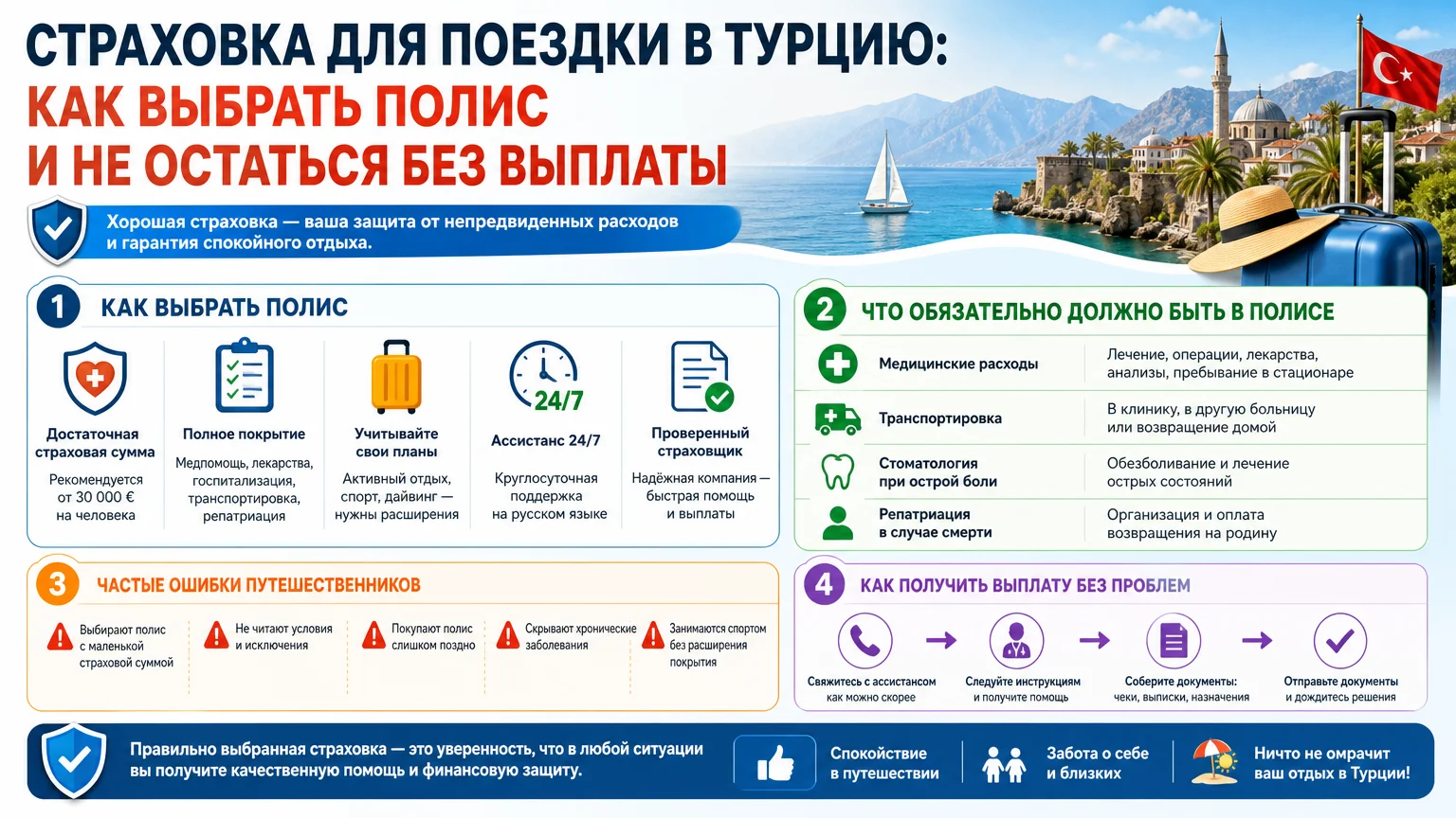 Страховка для поездки в Турцию: как выбрать полис и не остаться без выплаты