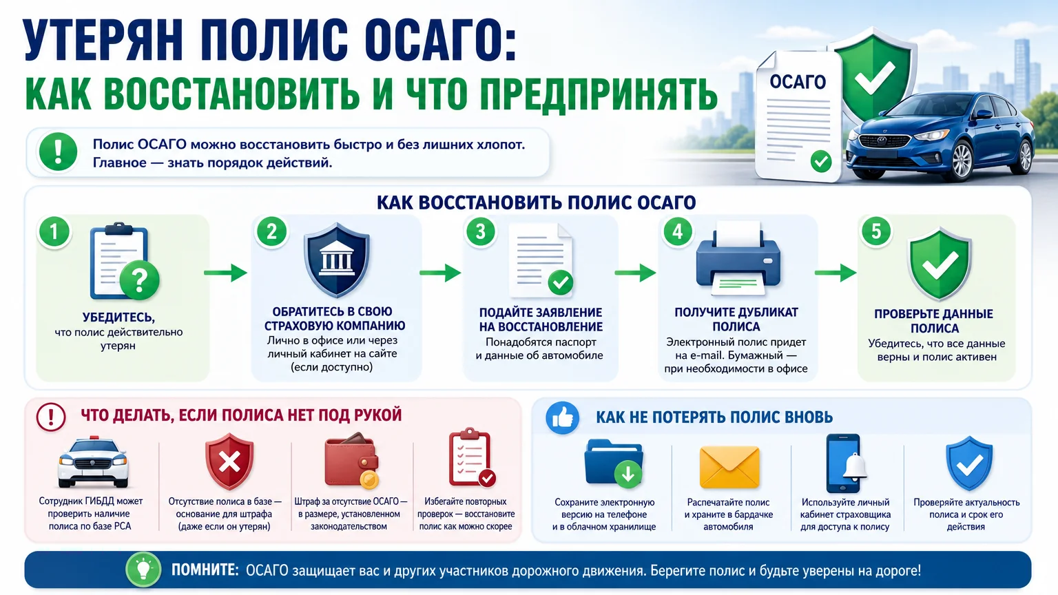 Утерян полис ОСАГО: как восстановить и что предпринять