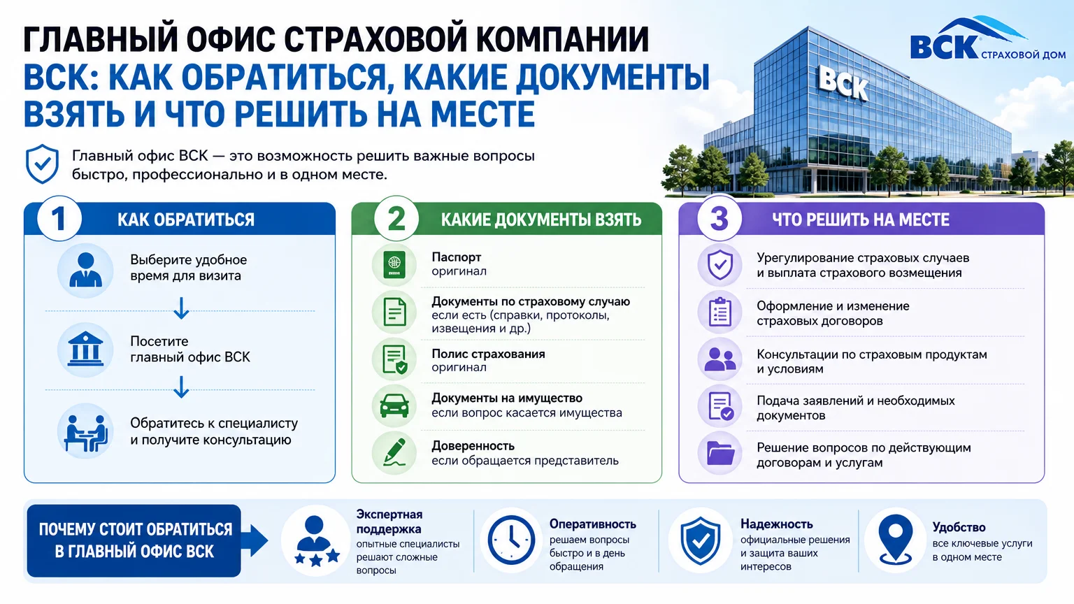 Главный офис страховой компании ВСК: как обратиться, какие документы взять и что решить на месте