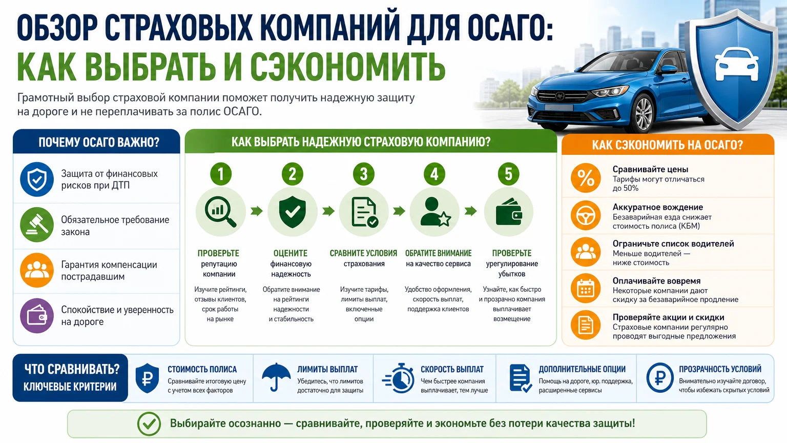Обзор страховых компаний для ОСАГО: как выбрать и сэкономить