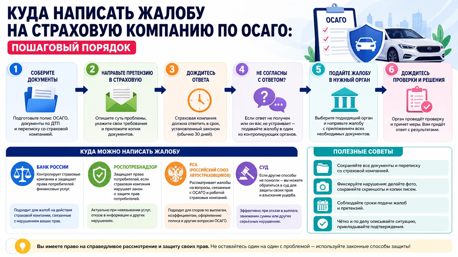 Куда написать жалобу на страховую компанию по ОСАГО: пошаговый порядок
